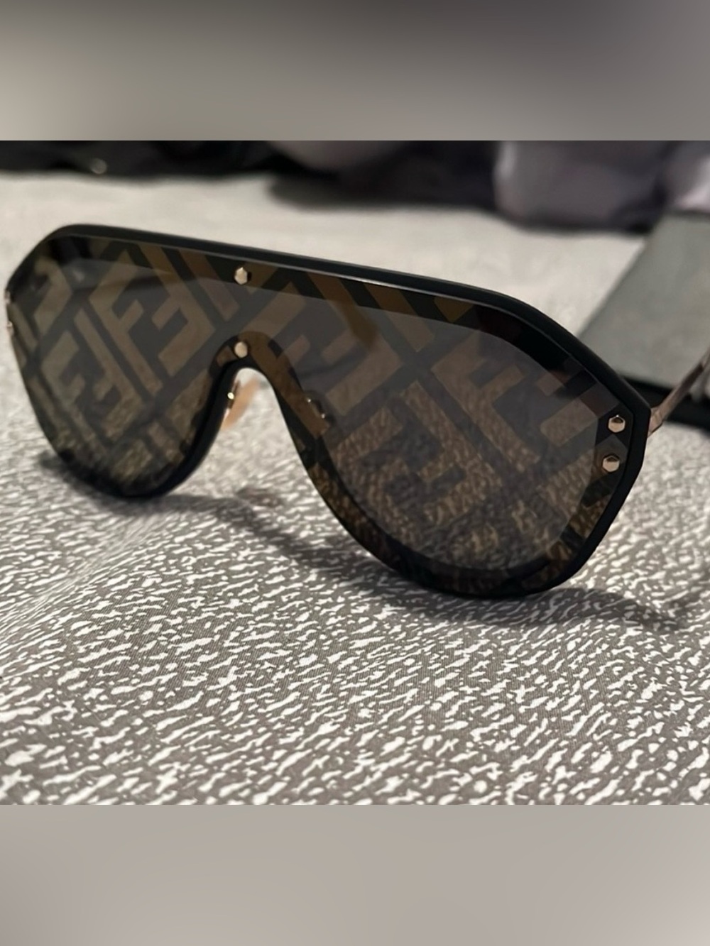 Fendi Shield Sunglasses with Brown FF Monogram Lenses